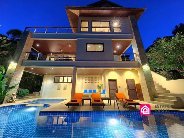 sea view oceanfront villa for sale, koh samui