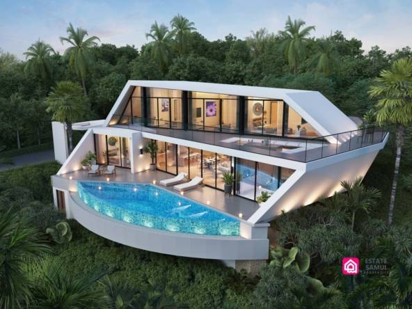 contemporary ocean view villas for sale, koh samui