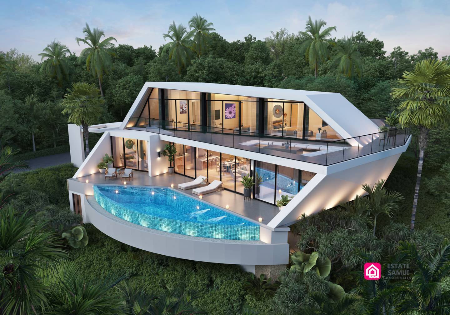 contemporary ocean view villas for sale, koh samui