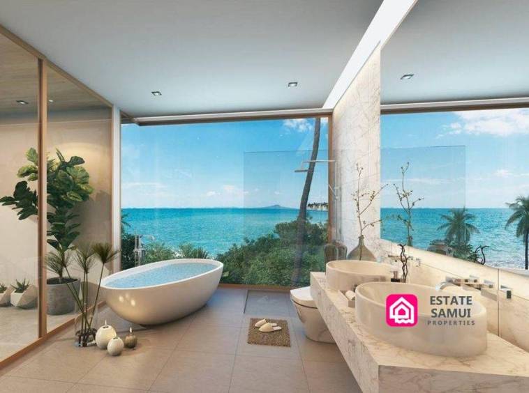 freestanding bathtub with sea views