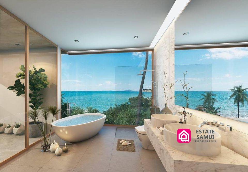 freestanding bathtub with sea views