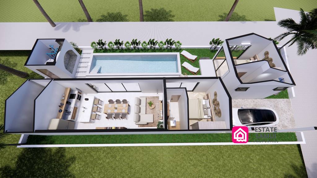 3-D villa floorplan