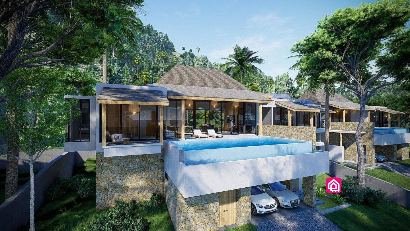 modern maenam pool villas for sale, koh samui