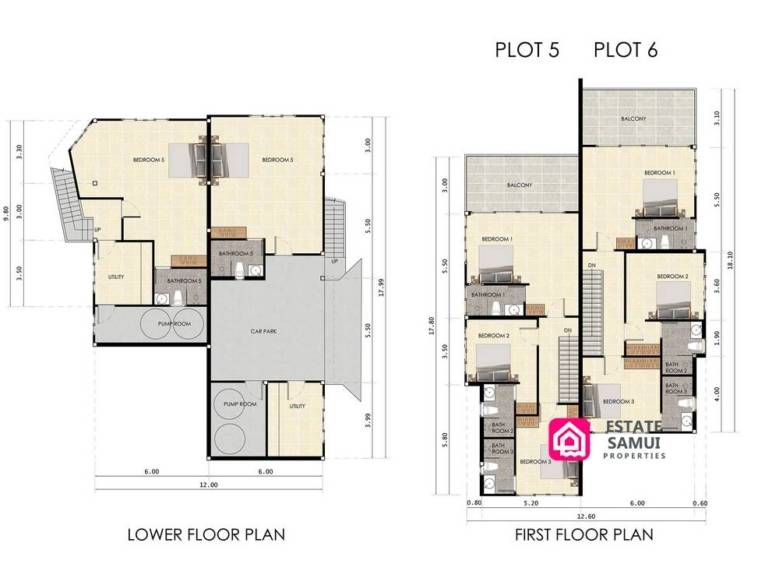 upper and lower level floorplans