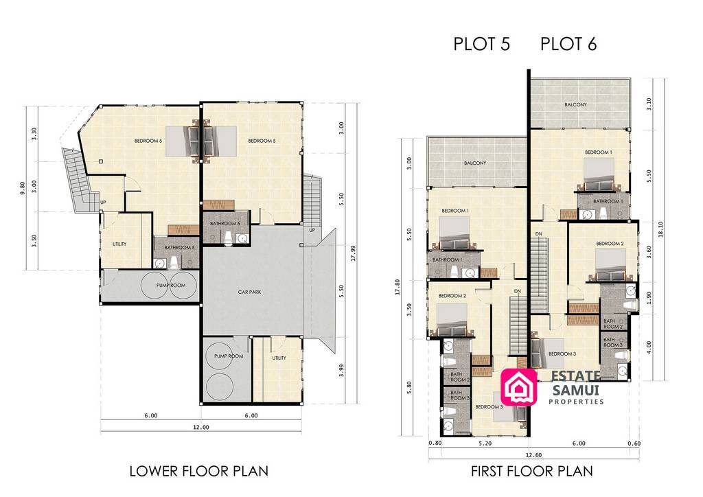 upper and lower level floorplans